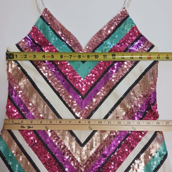 Express Chevron Sequin Mini Dress Multicolor Size Large - Picture 11 of 14
